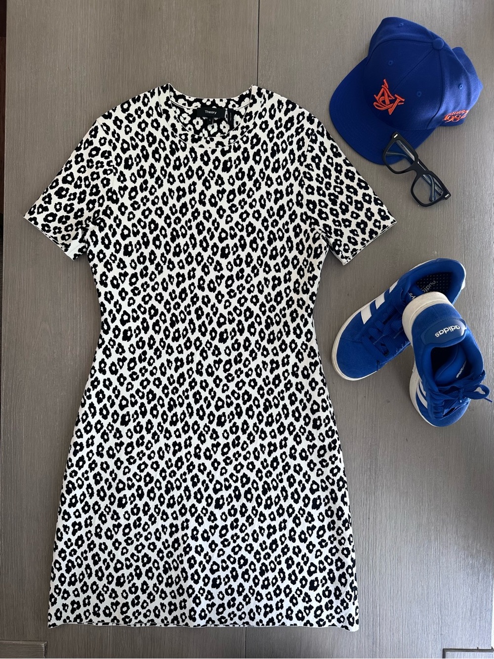 Theory Leopard-Spot Black and White Leopard-Spot Mini Dress
